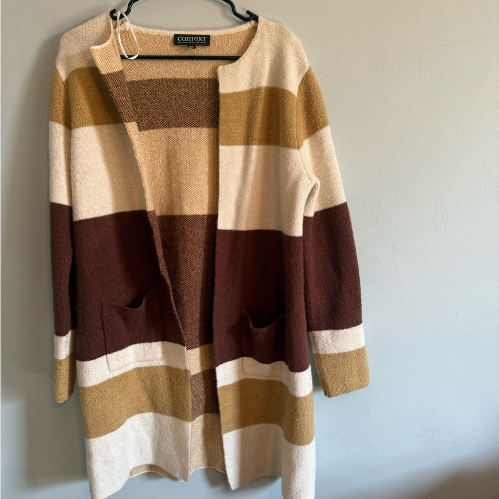 Context Striped Cardigan - Brown, Cream, Tan